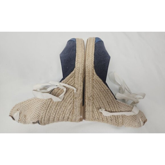 Mint and Rose Women's Sz. 37/6 Lolita Espadrille Wedge Navy Leather/Canvas - Picture 5 of 8
